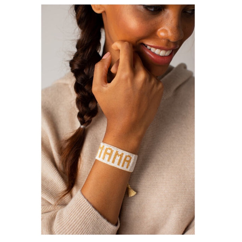 HART Mama Bracelet Gold and Cream Beaded OSFA